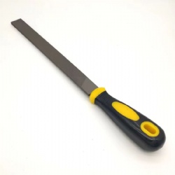 Плоский напильник с двухцветной желтой и черной пластиковой ручкой, высокое качество