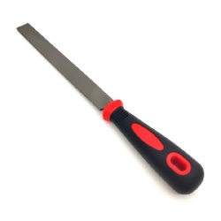 Плоский напильник с двухцветной красной и черной пластиковой ручкой, высокое качество