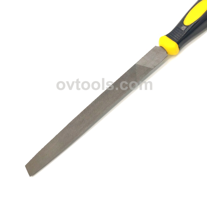 Flat pointed file with double color Yellow & Black plastic handle, REACH Test Passed High quality