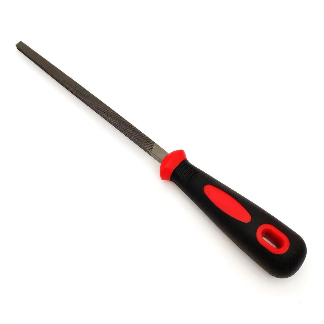 Square file with dual color red & black plastic handle, High quality, REACH Test Passed