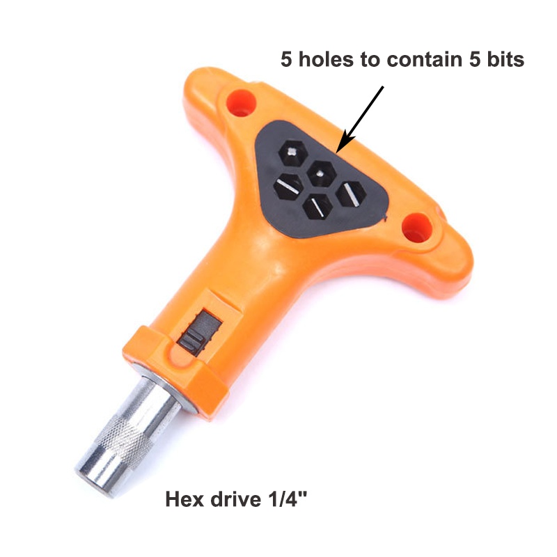 T Type Ratchet screwdriver with bits