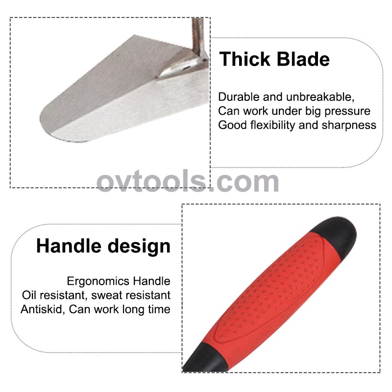 Bricklaying trowel, with ergonomics plastic handle, Solid structure, construction and plastering tools