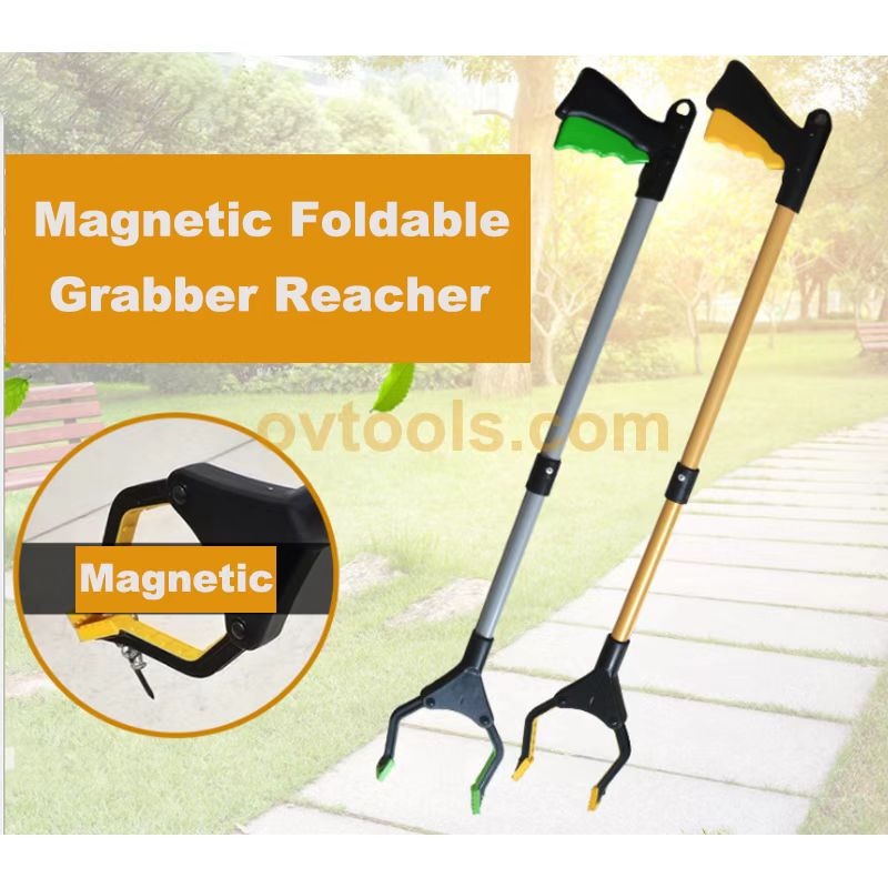 Magnetic Foldable Grabber Reacher, Lightweight Extra Long Handy Trash Claw Grabber,Garbage Picker,for Elderly