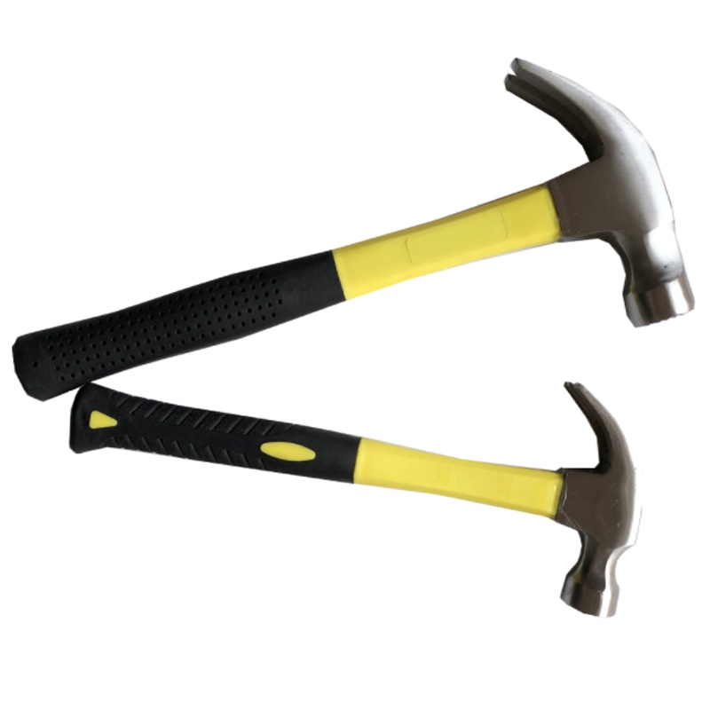 Claw hammer with magnet, Pockmarked striking end, made of Carbon steel drop forged, with fiber handle