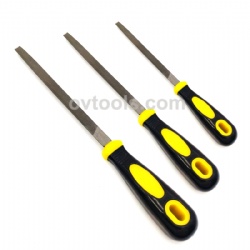 Flat pointed file with double color Yellow & Black plastic handle, REACH Test Passed High quality