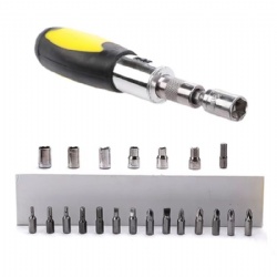 Multi function screwdriver kit with sockets and bits