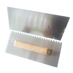 Plastering trowel with square teeth or without, Carbon steel, wood handle, Solid structure, Flooring Tools Tilling tools