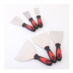Putty knife, scraper with dual color soft comfortable plastic handle, Mirror polish Flexible blade, plastering tools