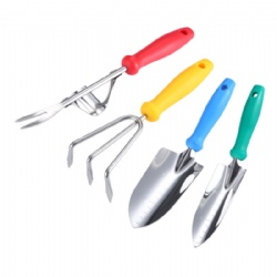 4 pieces Garden Tools Kit Hot sale on Amazon, Stainless Steel, Plastic handle, Trowel + Transplanter + Rake + Weeder