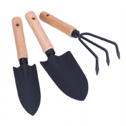 3 pcs Garden Tools Set Hot sale on Amazon, Wood handle, Trowel + Transplanter + Rake