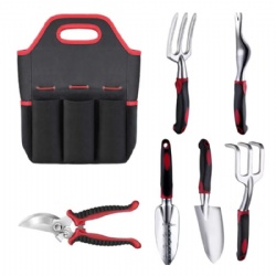 7pcs Garden Tools Kit Hot sale on Amazon, Aluminium Alloy steel, Non slip handle, FlowerTools + Pruner+ Toolbag